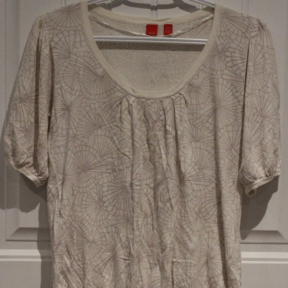 3/$25 🏷 Espirt Cream & Grey Pattern Light Knit Pullover Size S - Picture 2 of 3